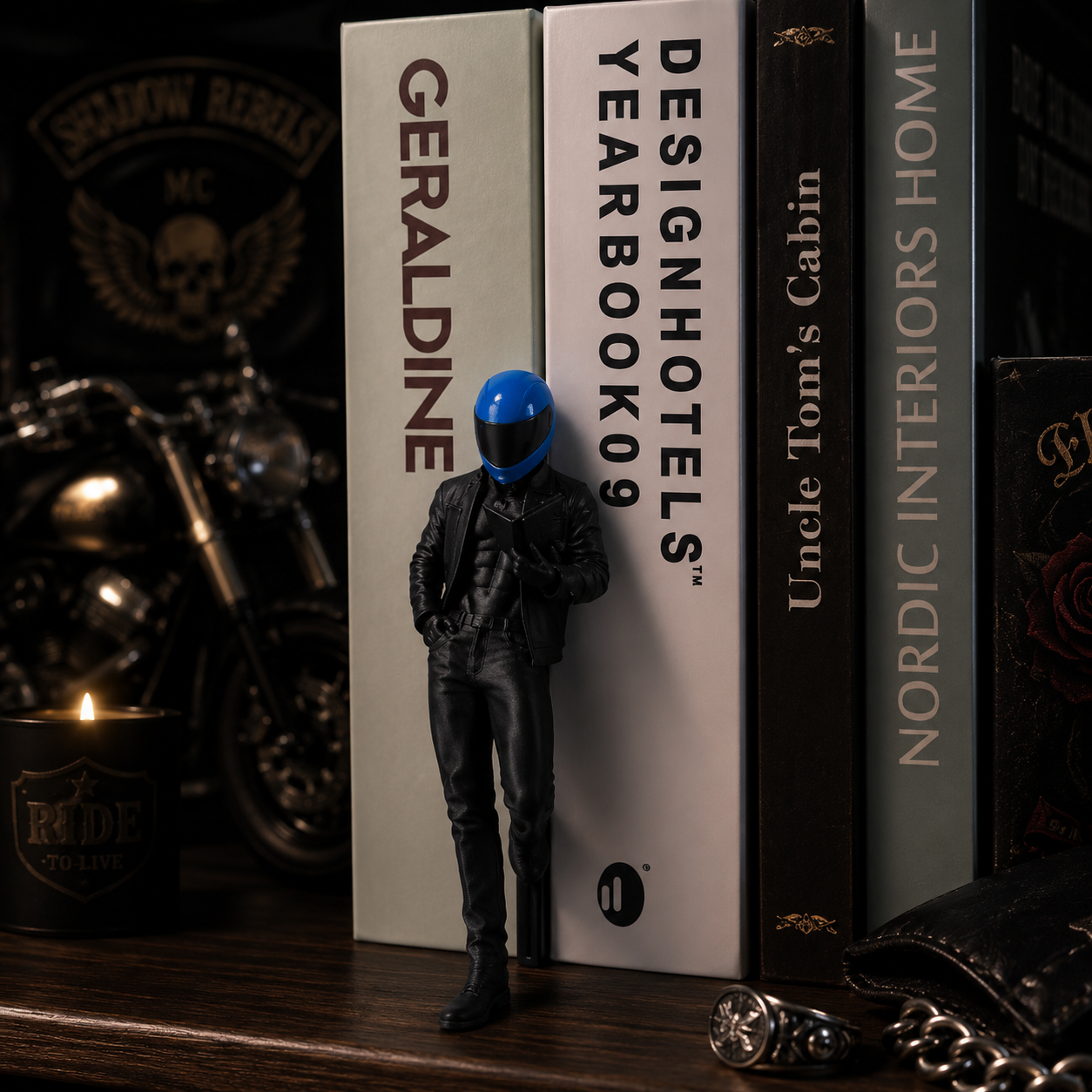 3D Printed Motorcycle Rider Bookend