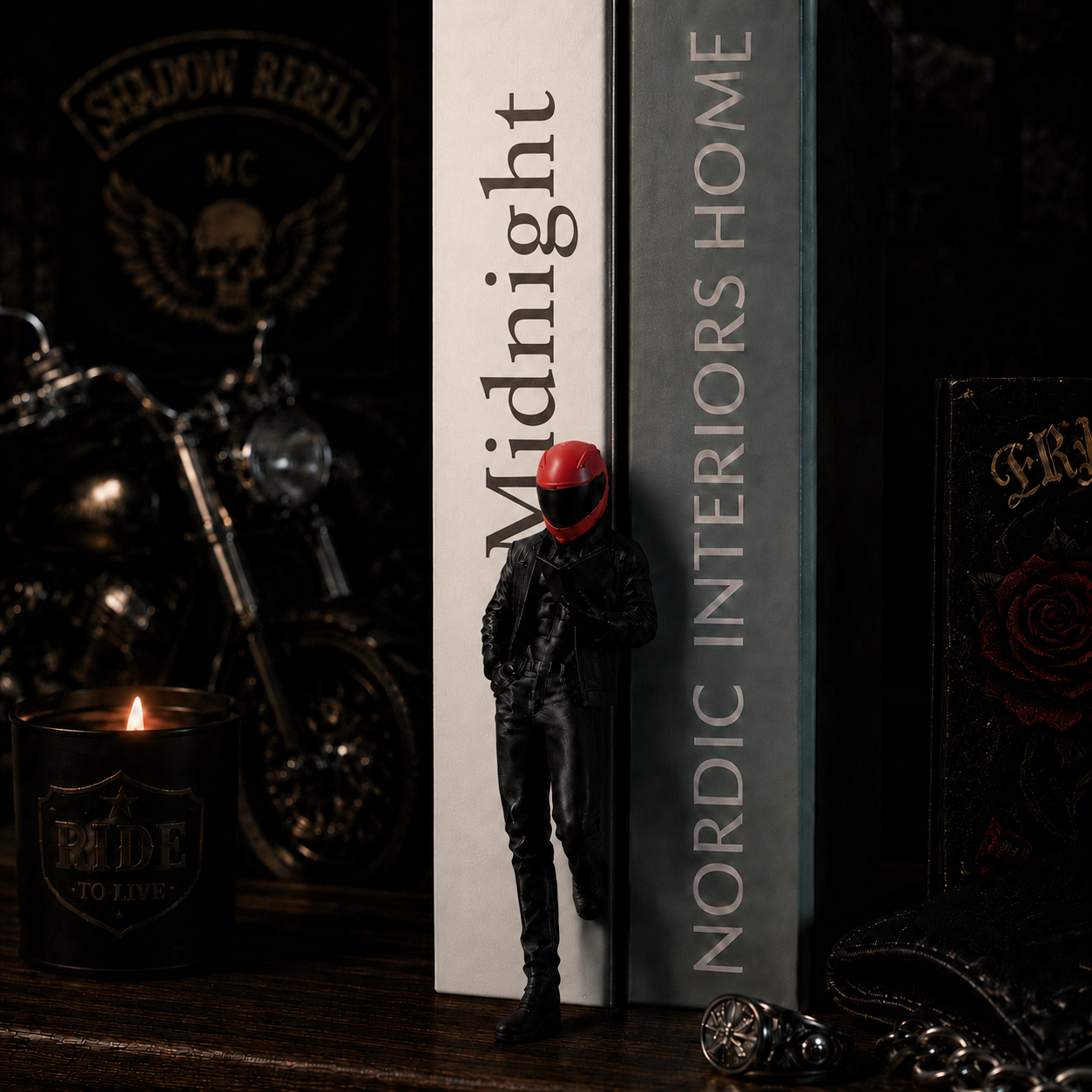 3D Printed Motorcycle Rider Bookend