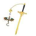 Gold Vintage Sword Dragon Metal Bookmark