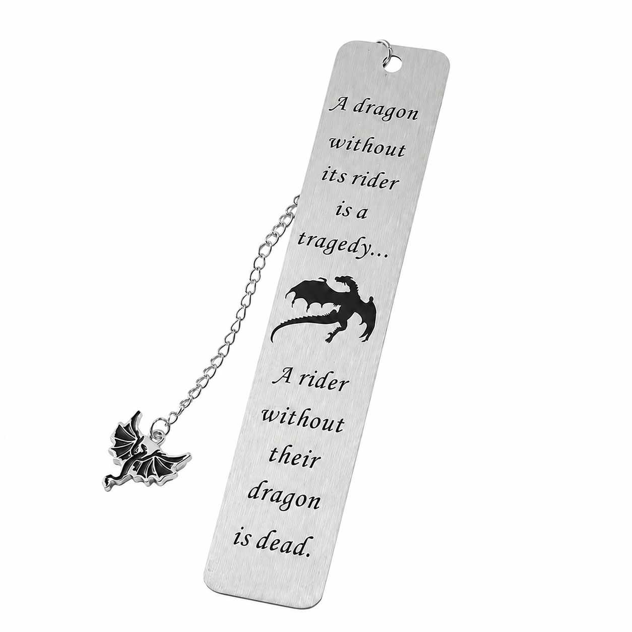 Dragon Rider Metal Bookmark with Charm