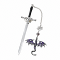 Silver Vintage Sword Dragon Metal Bookmark