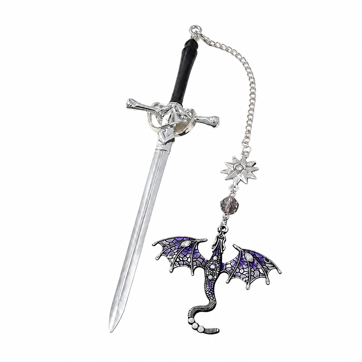 Silver Vintage Sword Dragon Metal Bookmark