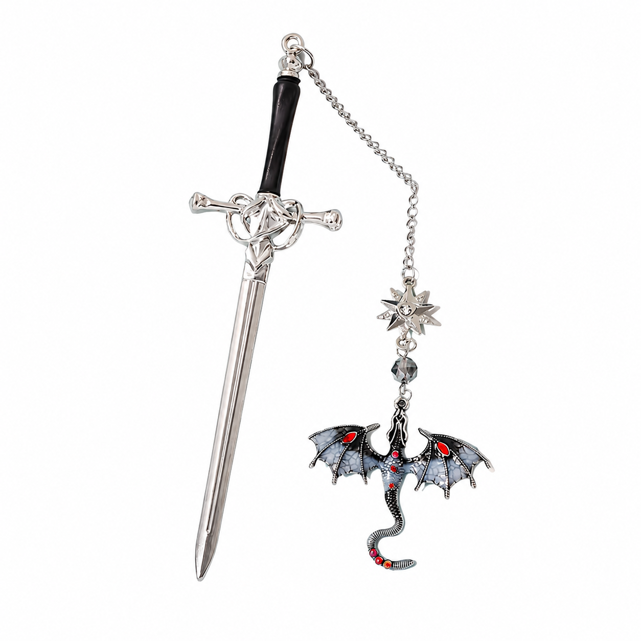 Silver Vintage Sword Dragon Metal Bookmark